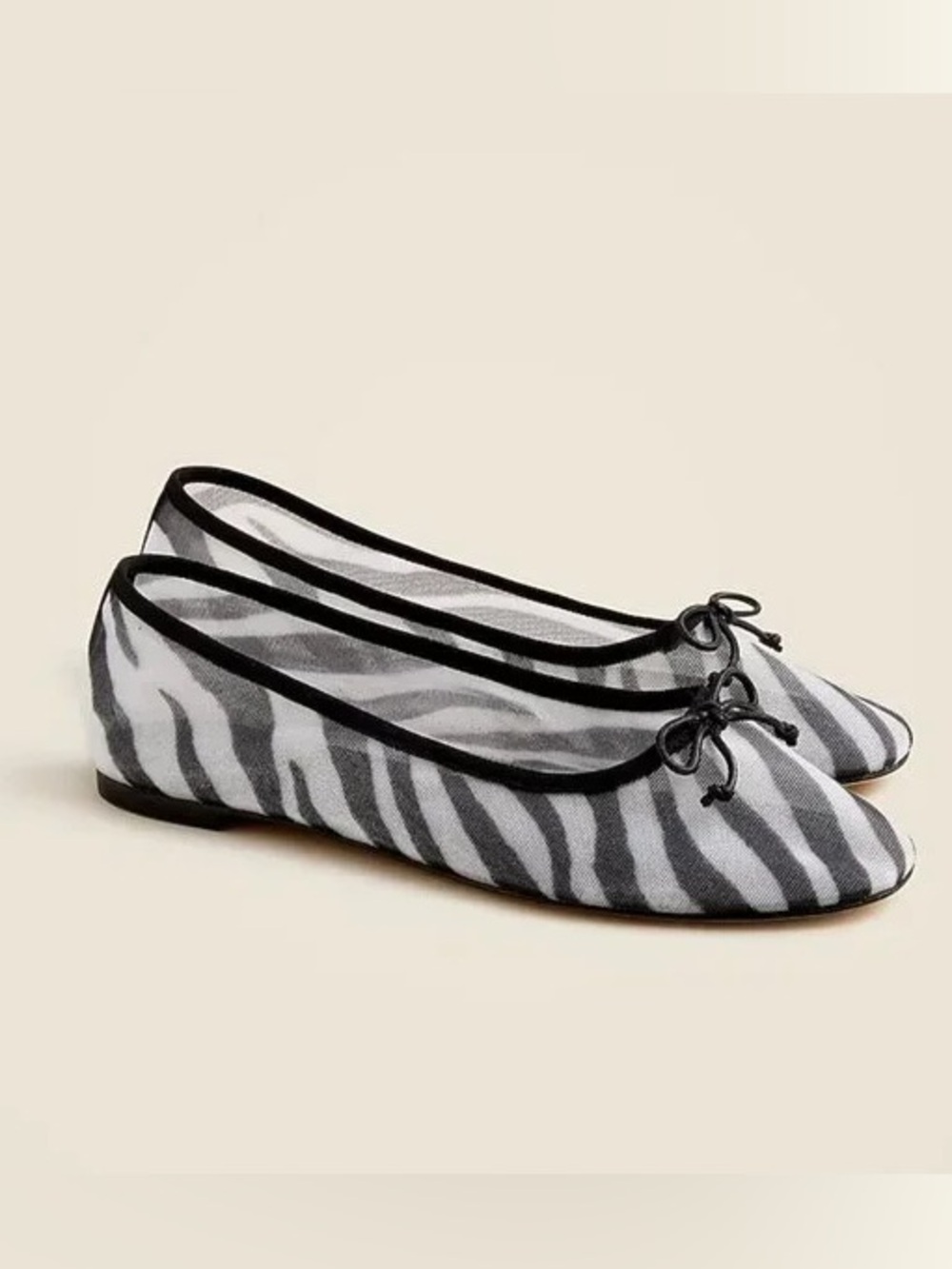 J.Crew Andi Zebra Mesh Ballet Flats Sheer Leather Size 9 NWOB